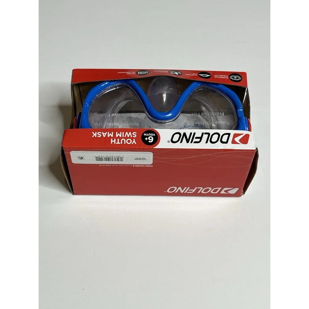 Dolfino Youth Blue Swim Goggles Impact Resistant Latex Free Custom Fit 6+